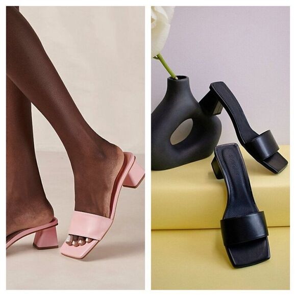 Urban Outfitters SVEGAN Squared Vegan Leather Mule Heel in Black Women's 37 - Picture 2 of 10